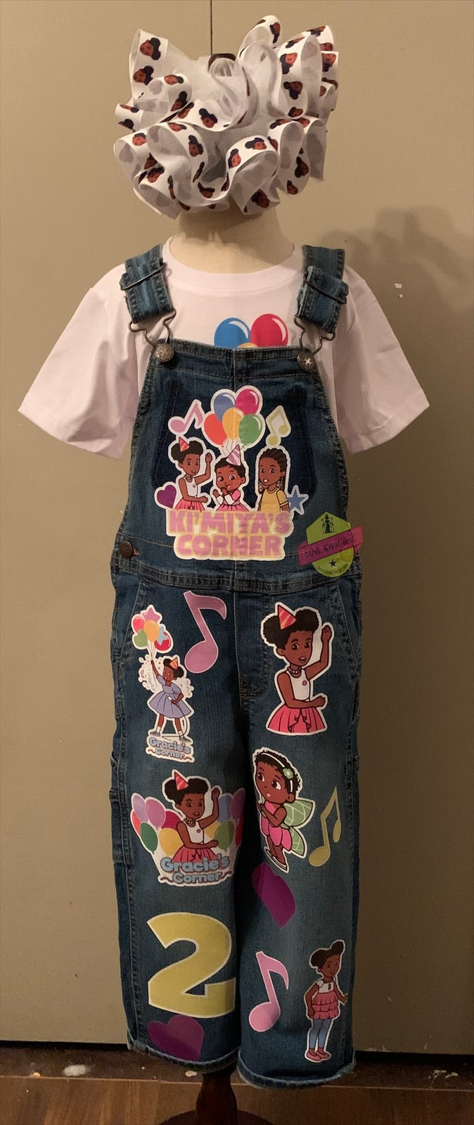Kids Custom Personalized Character Denim Jumper Dress or Denim Overall Pants