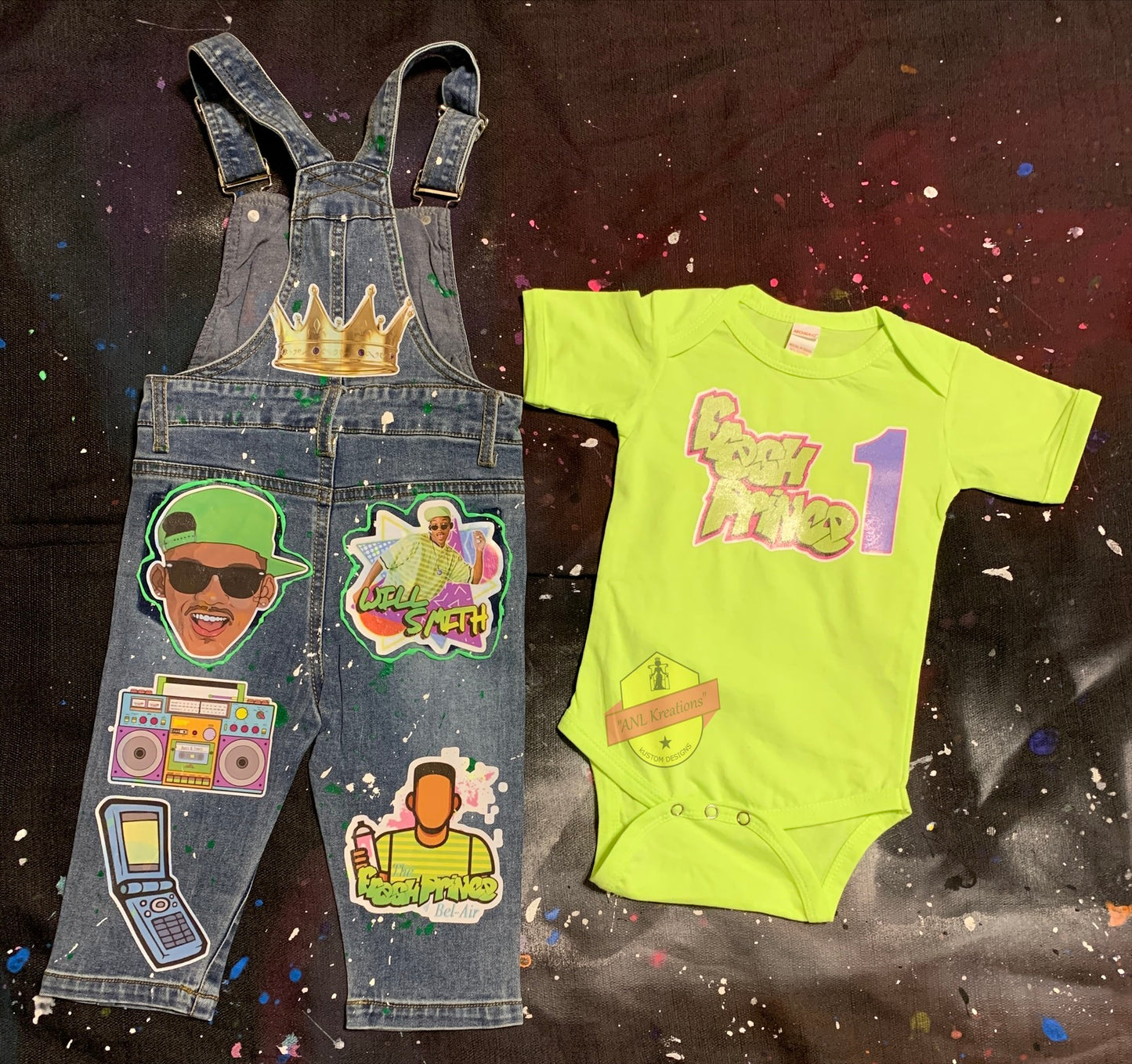 Kids Custom Personalized Character Denim Jumper Dress or Denim Overall Pants
