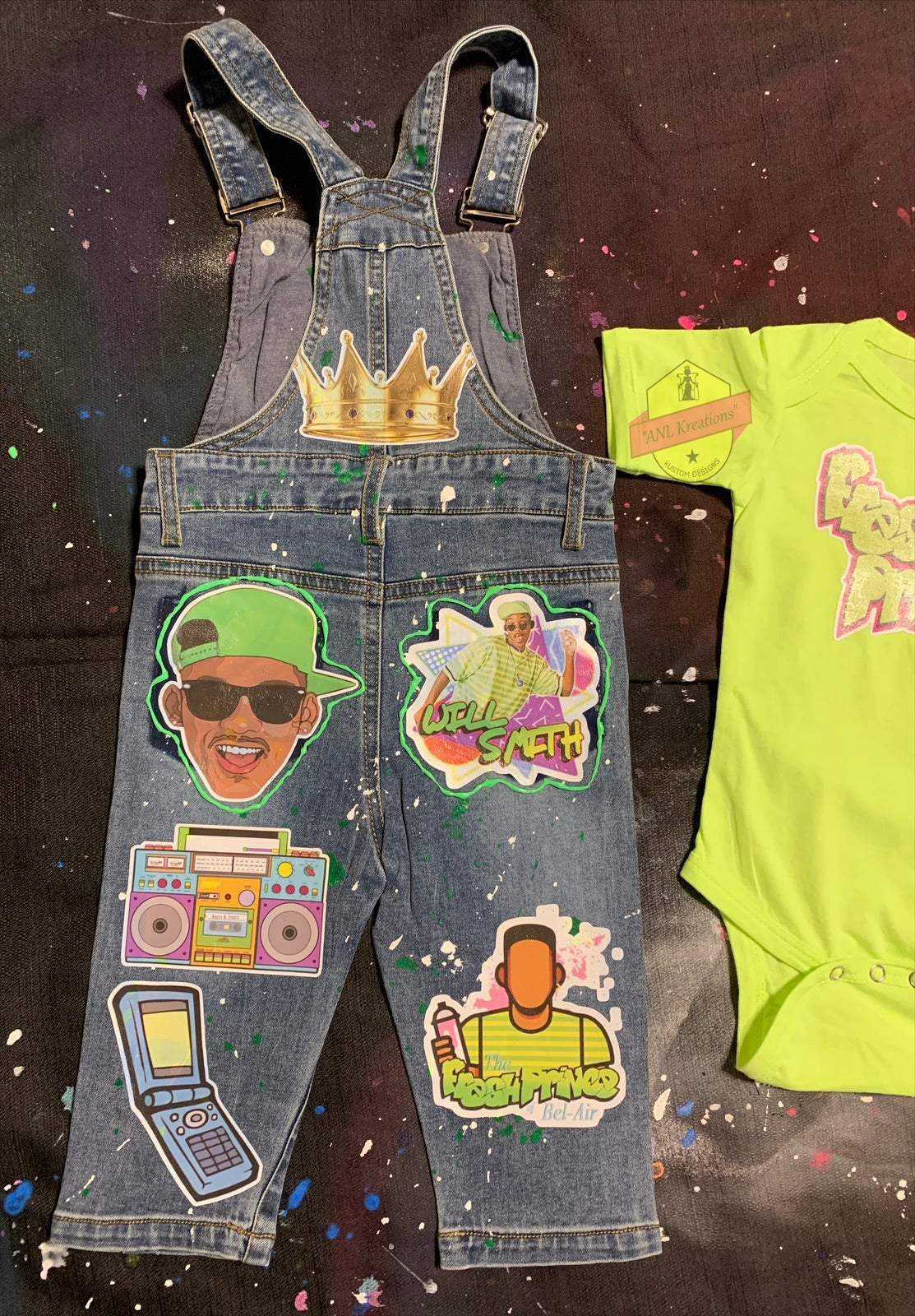 Kids Custom Personalized Character Denim Jumper Dress or Denim Overall Pants