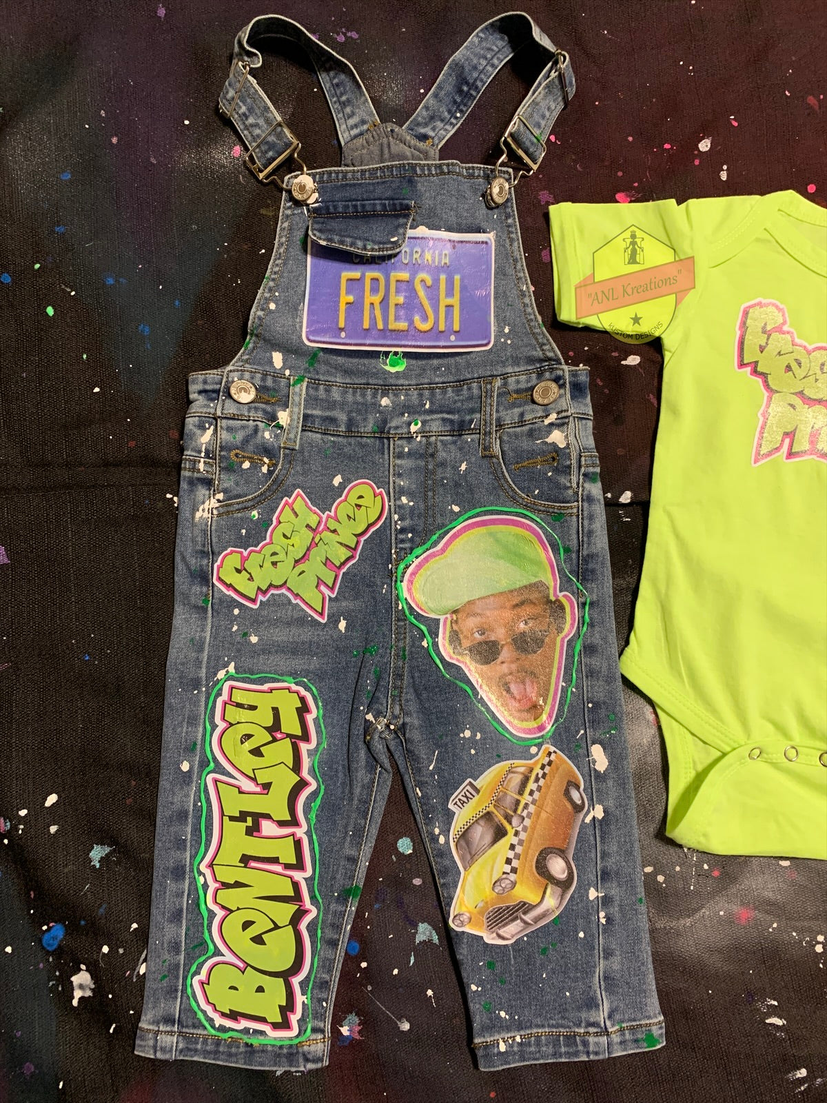 Kids Custom Personalized Character Denim Jumper Dress or Denim Overall Pants