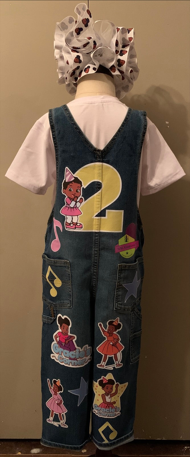 Kids Custom Personalized Character Denim Jumper Dress or Denim Overall Pants