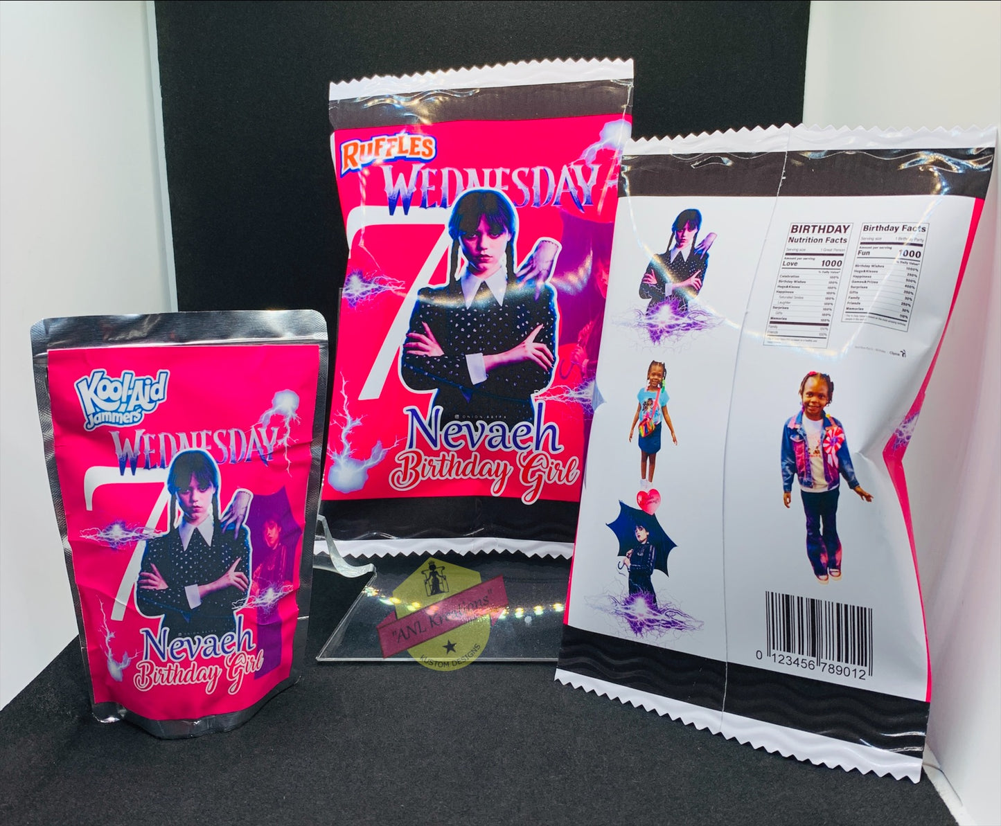 Custom Party Favors, Chip Bags, Treat Bags, Water Bottles, Candy Bars, Boxed Candies, Capri Suns, Kool Aid Jammers, Pringles, Foam Cups, Plastic Cups, Gabel Party Boxes, Clear Plastic Plates, Color/ Activity Books