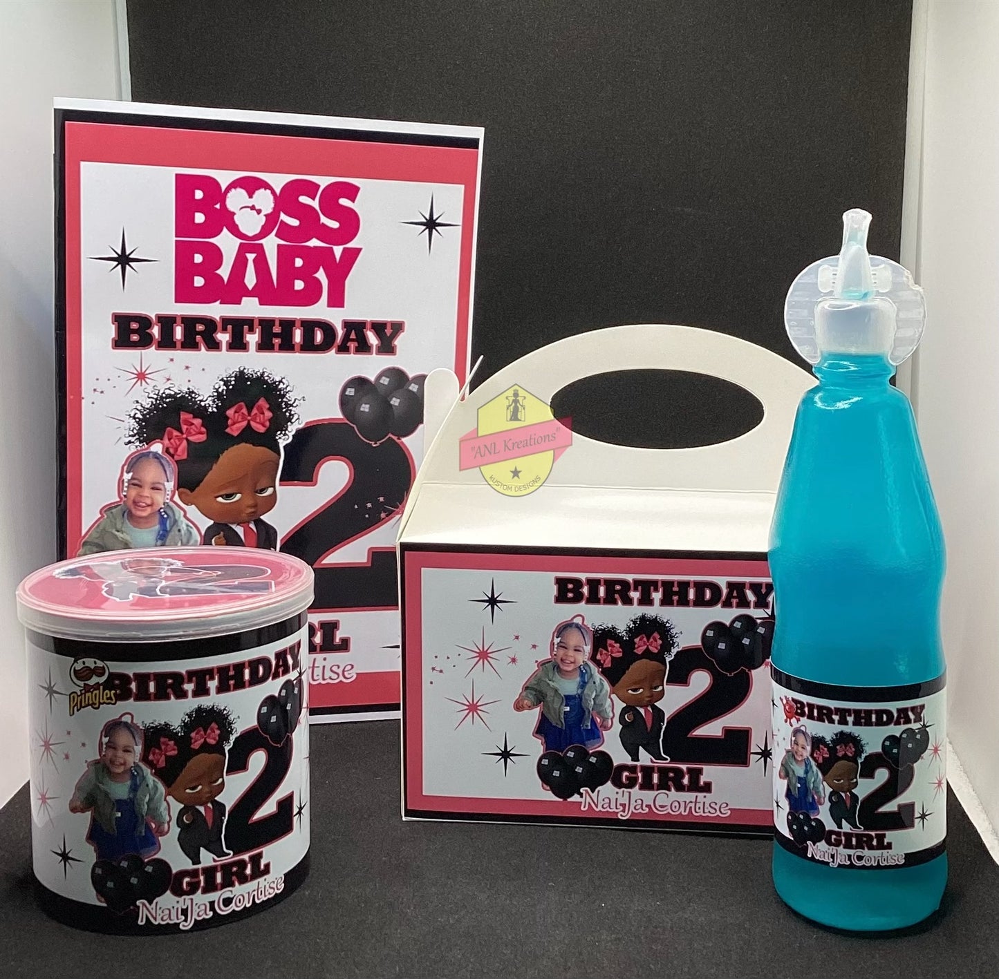 Custom Party Favors, Chip Bags, Treat Bags, Water Bottles, Candy Bars, Boxed Candies, Capri Suns, Kool Aid Jammers, Pringles, Foam Cups, Plastic Cups, Gabel Party Boxes, Clear Plastic Plates, Color/ Activity Books