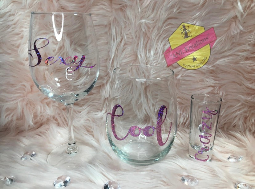 Custom Wine Glass Set, Wine Glass,Champagne Glass, Shot Glass.