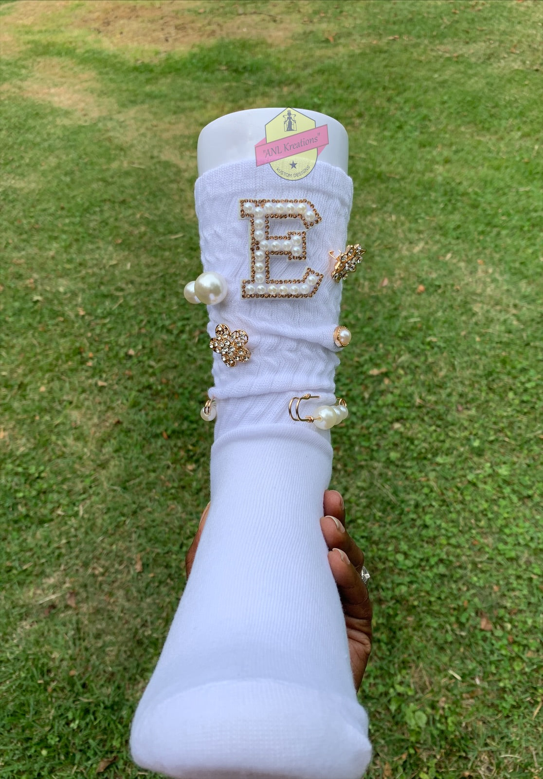 Custom Blinged Charmed/Brooch Slouch Socks