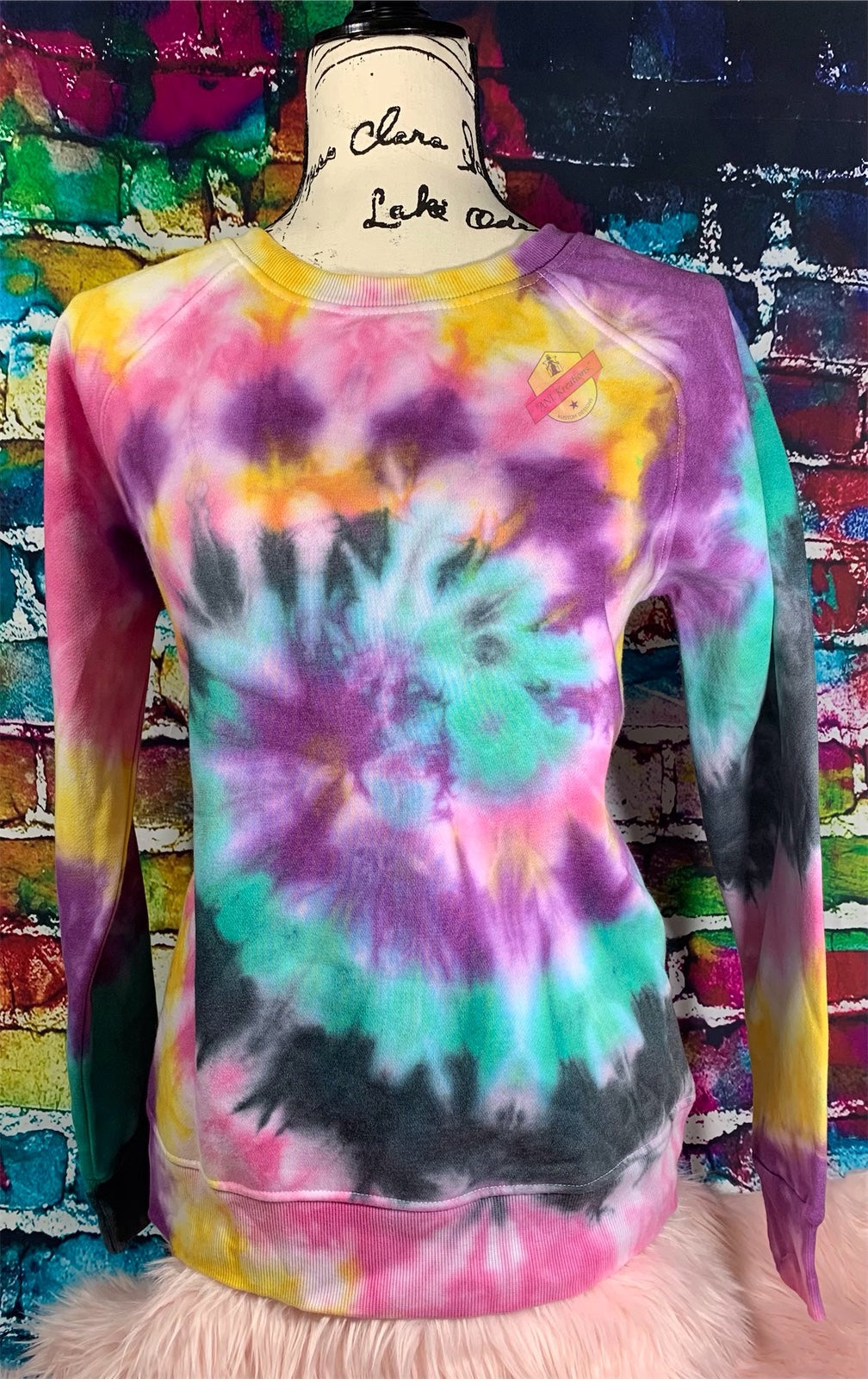 Custom Long Sleeve TyeDye Multi Colored Shirt with matching Socks. Tye Dye Shirt and matching Socks. Red, green, black, yellow, purple Shirt.