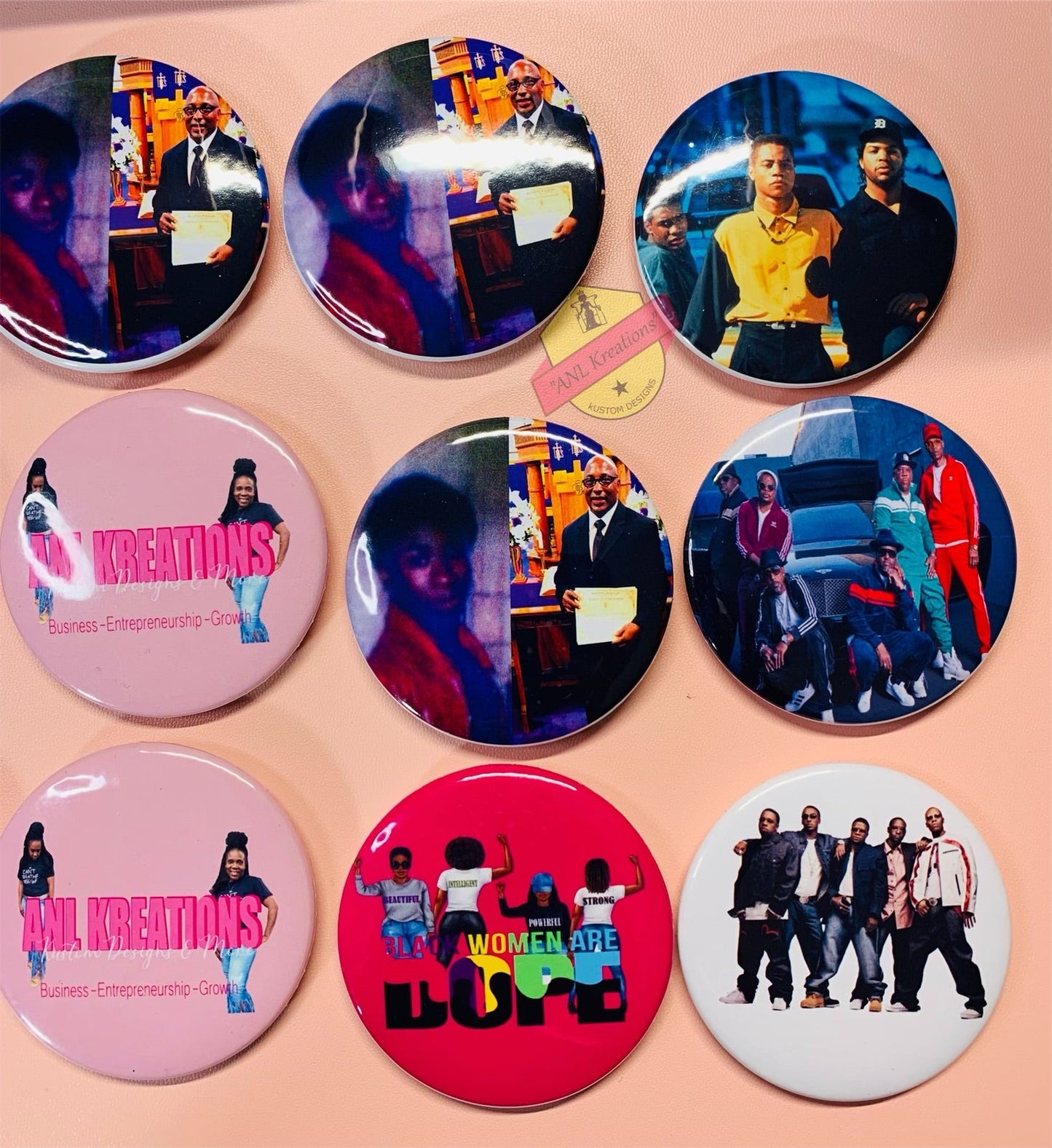 Custom Buttons, Personalized Photo Buttons, Picture Buttons, Picture Pins, Photo Pins