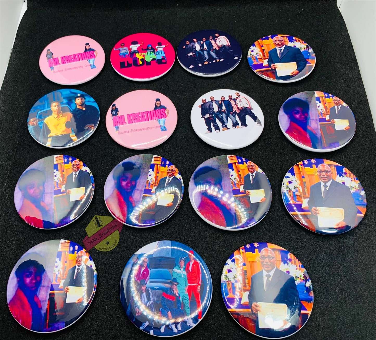 Custom Buttons, Personalized Photo Buttons, Picture Buttons, Picture Pins, Photo Pins