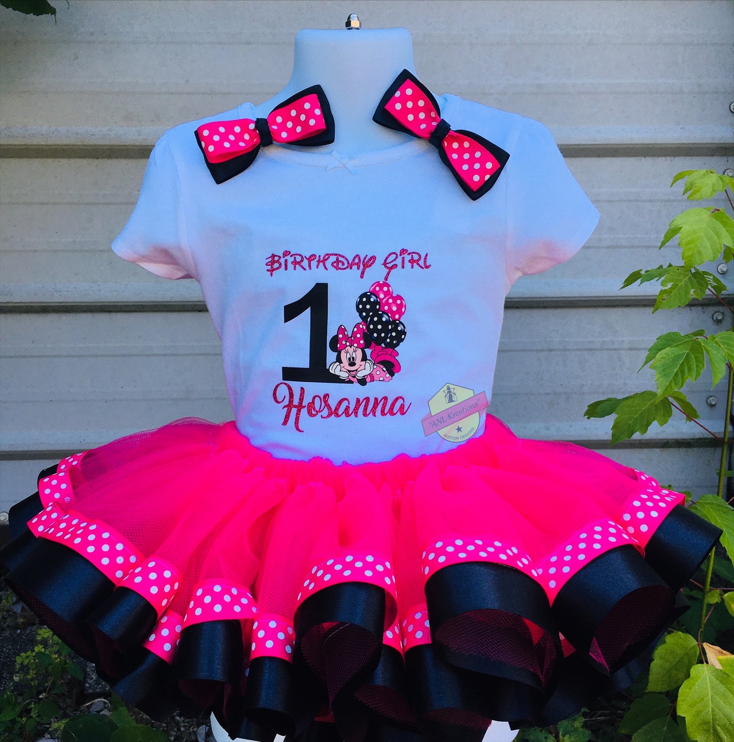 Minnie Mouse Birthday Shirt, Minnie B-day Outfit. Optional matching hairbows, ruffle socks and Tu-Tu and Shoes. Other numbers available..