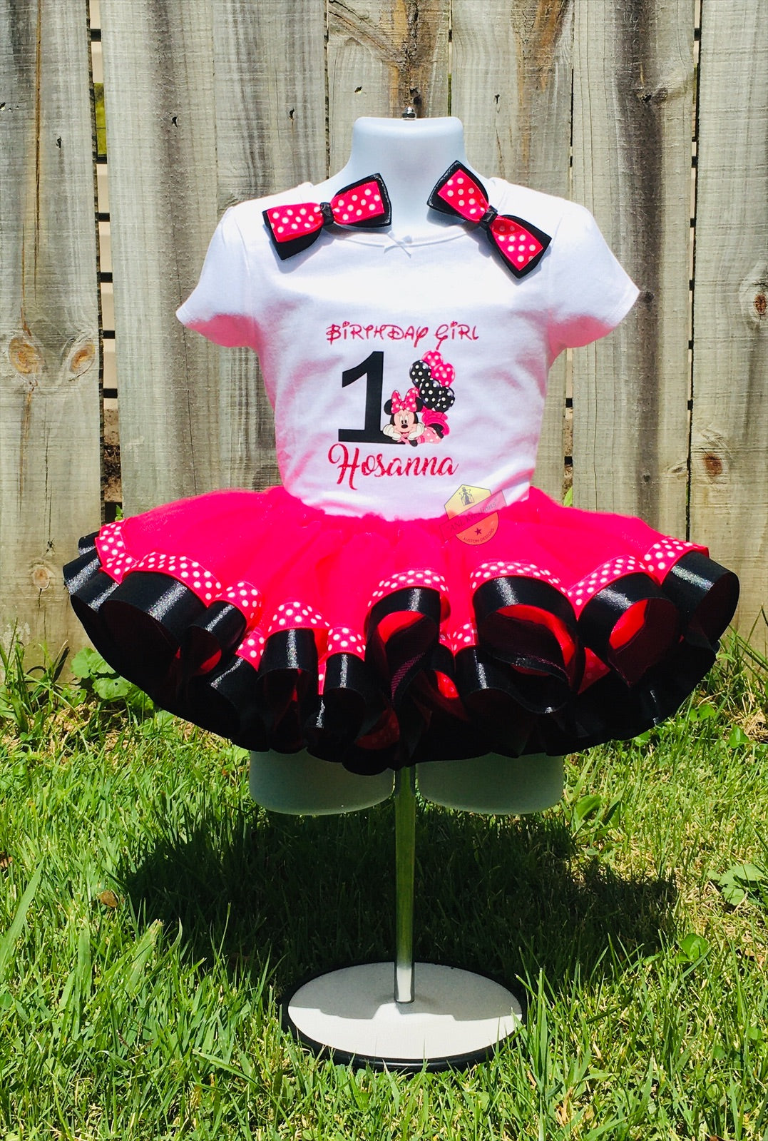 Minnie Mouse Birthday Shirt, Minnie B-day Outfit. Optional matching hairbows, ruffle socks and Tu-Tu and Shoes. Other numbers available..