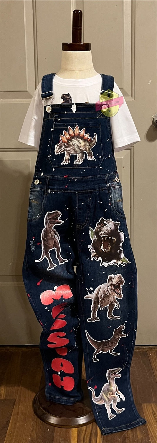Kids Custom Personalized Character Denim Jumper Dress or Denim Overall Pants