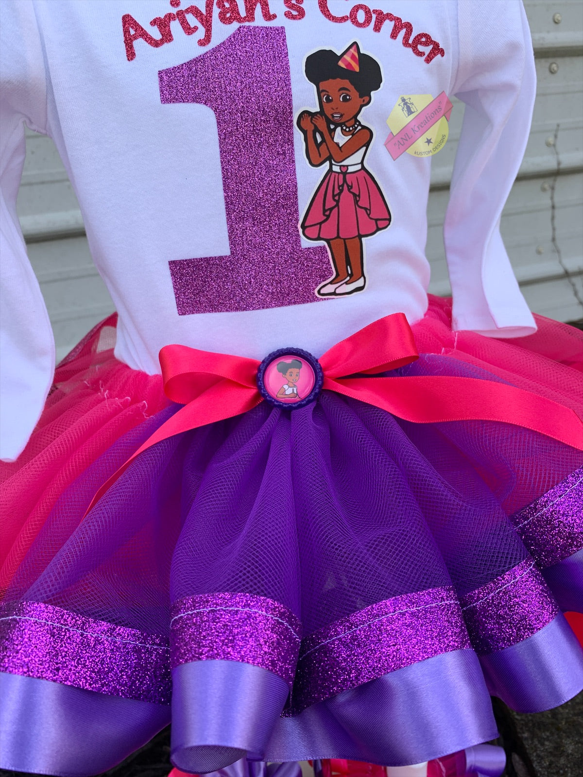 Gracie’s Corner Birthday Shirt, Gracie’s B-day Outfit. Optional matching hairbows, ruffle socks and Tu-Tu and Shoes. Other numbers available..