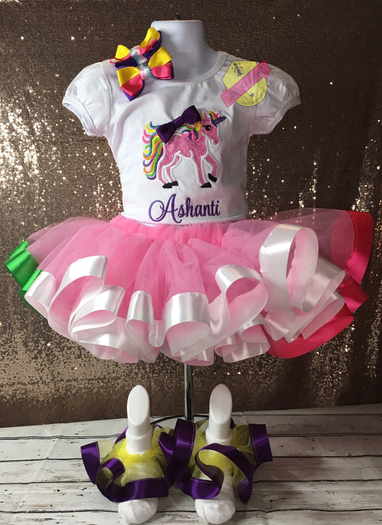 Pony Inspired Embroidery Birthday Shirt, My little Pony Outfit. Optional matching hairbows, ruffle socks and Tu-Tu. Other numbers available..