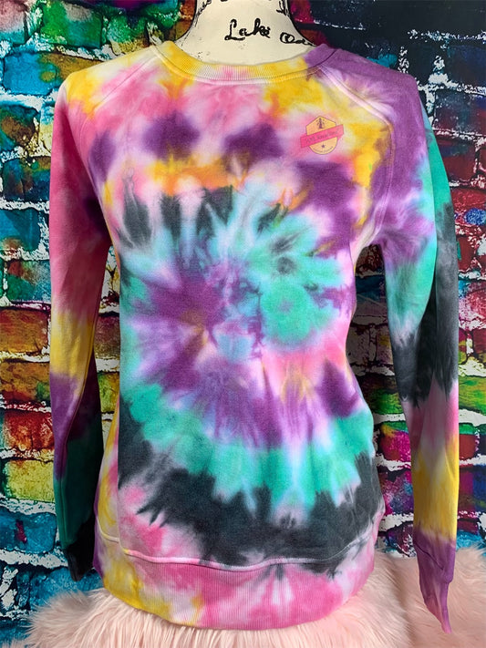 Custom Long Sleeve TyeDye Multi Colored Shirt with matching Socks. Tye Dye Shirt and matching Socks. Red, green, black, yellow, purple Shirt.