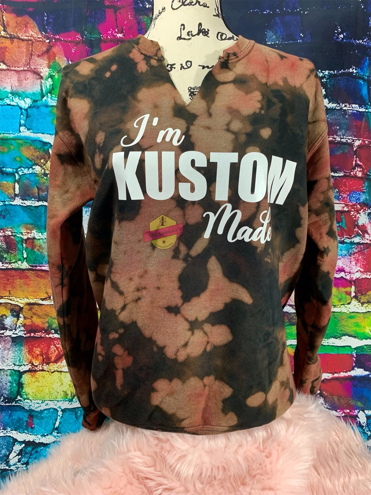 Custom Bleached TyeDye Sweat Shirt, Custom TyeDye Sweat Shirt, ” I’m Kustom Made”