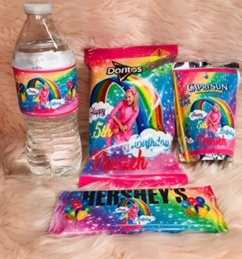 Custom Party Favors, Chip Bags, Treat Bags, Water Bottles, Candy Bars, Capri Suns, Kool Aid Jammers, Pringles, Foam Cups, Plastic Cups, Gabel Party Boxes, Clear Plastic Plates, Color/ Activity Books