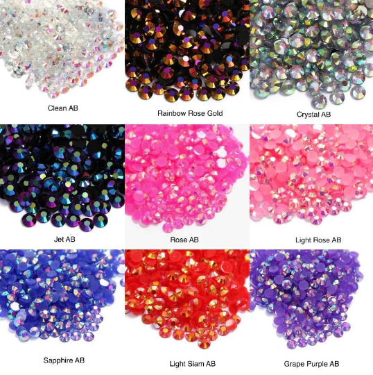 Flat Back Resin, Flat Back Jelly and Flat Back Transparent Jelly Rhinestones. 5mm/SS20 (ONLY) 1oz Jars and 2oz Jars