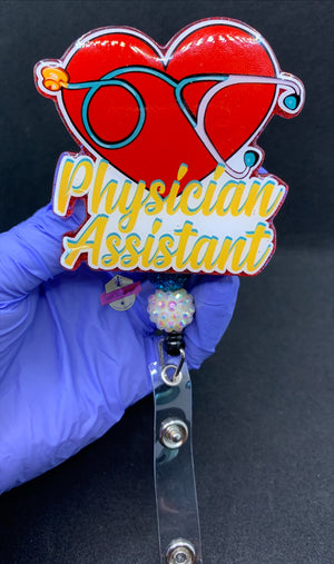 Custom Retractable Cute Name PA LAB LPN TECH MD RMA BSN EMT CNA LVN RN ID  Badge Reels Holder for Nurse Coworkers Employee Hospital Doctor