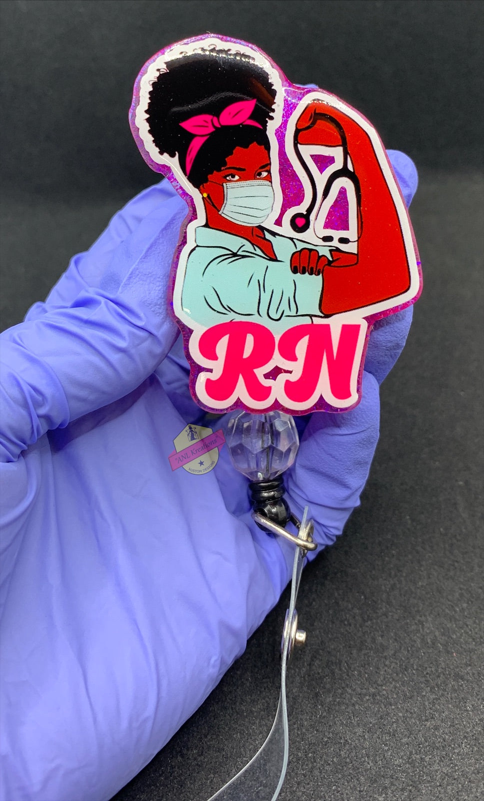 Custom Cute Name Retractable Badge Reel RN CNA LPN CMA Ma PCT LVN BSN PT FOC Lab MLS Badge Reel for Nurses | Personalized Acrylic Nurse Badge Holder
